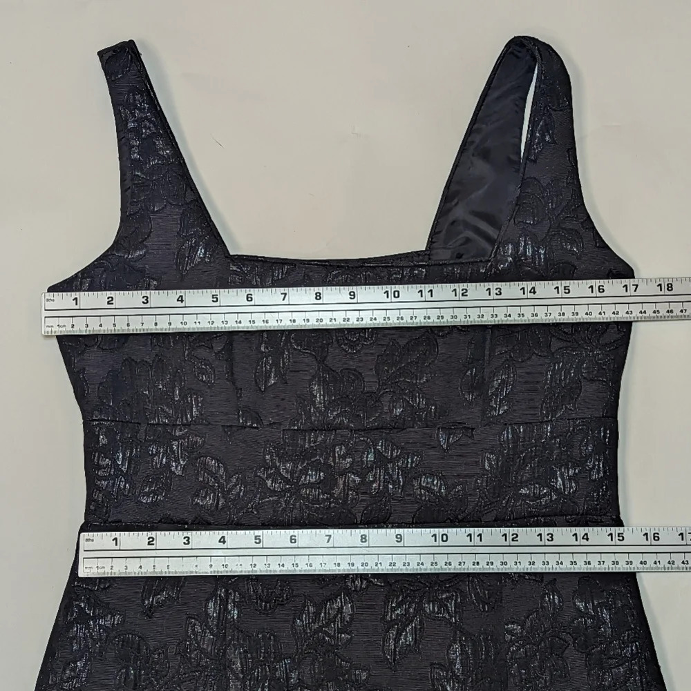 Vintage Black Floral Jacquard Square-Neck Dress - Picture 9 of 9